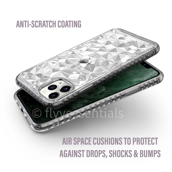 iPhone 11 Pro Max Case 3D Diamond Geometric Pink - Picture 4 of 8